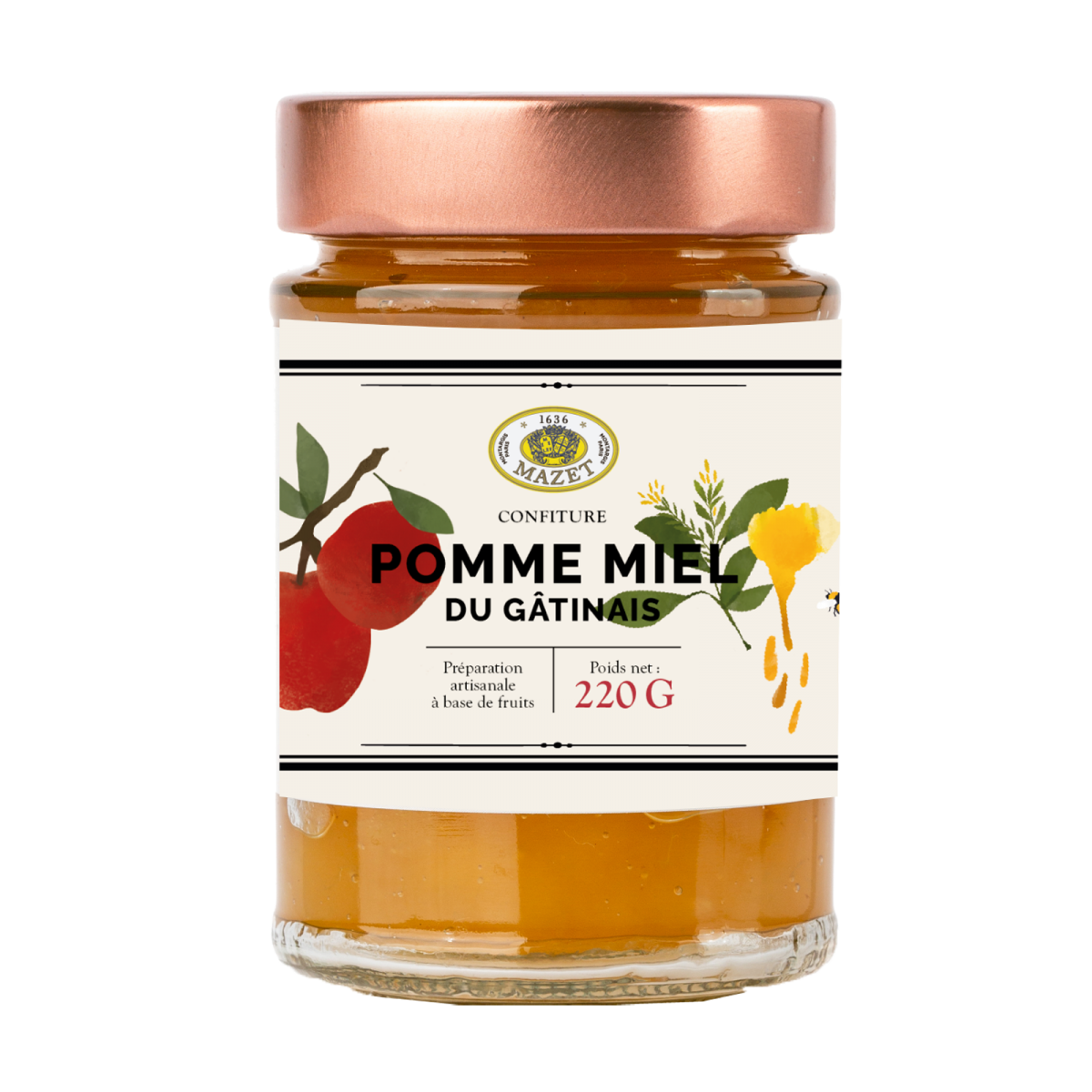 Confitures - Confiture pomme miel du Gâtinais 220g