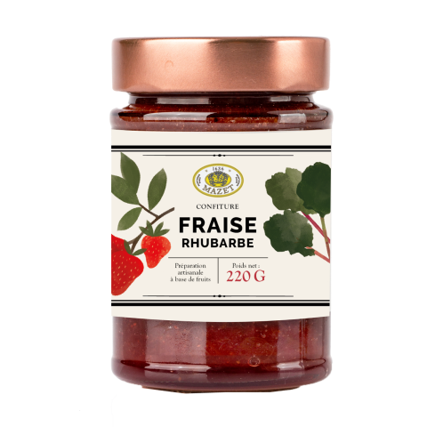 Confitures - Confiture fraise rhubarbe 220g