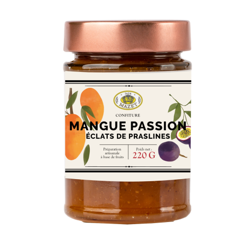 Confiture mangue passion pralines broyées 220g