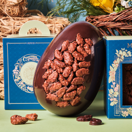 Œuf garni façon Mendiant aux Praslines - Chocolat noir - Pâques 2025
