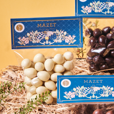 Sachet d'oeufs pralinés feuilletés au chocolat blanc - Pâques 2025