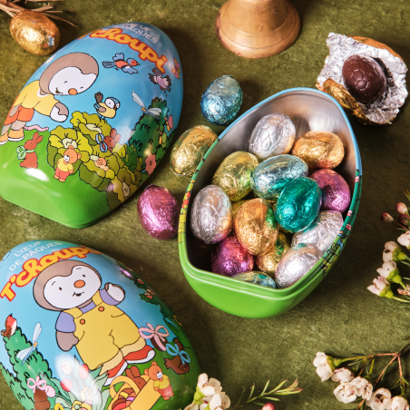 T'choupi | Oeuf Métal T'choupi oeufs alu chocolat lait - Pâques 2025