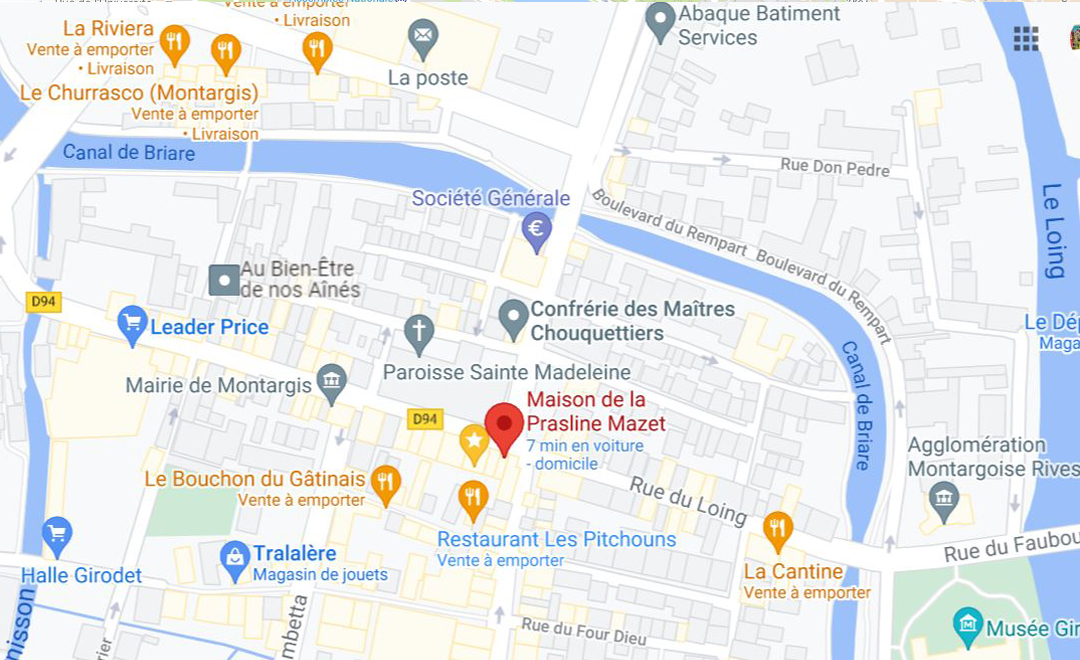 Map - Pralines Mazet