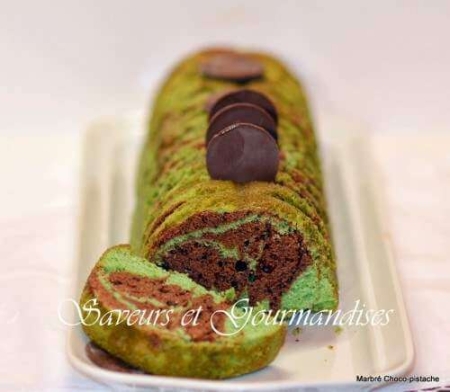 La recette de Saveurs et gourmandises : Cake marbré choco-pistache