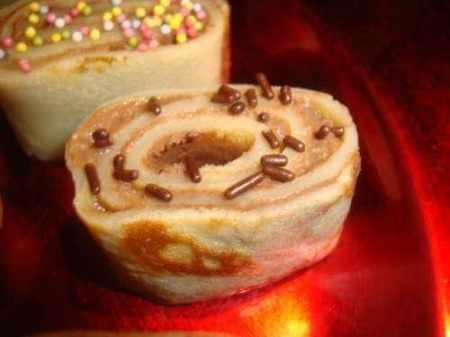 La recette de Virginie : Maki de crêpe sucré praliné-poire